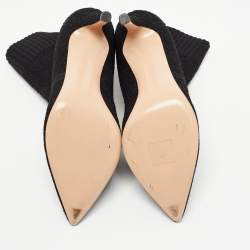 Pre Owned Gianvito Rossi Black Knit Fabric Ankle Boots Size 37.5