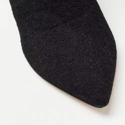 Pre Owned Gianvito Rossi Black Knit Fabric Ankle Boots Size 37.5