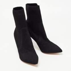 Pre Owned Gianvito Rossi Black Knit Fabric Ankle Boots Size 37.5