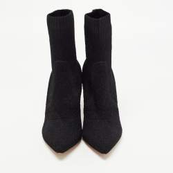 Pre Owned Gianvito Rossi Black Knit Fabric Ankle Boots Size 37.5