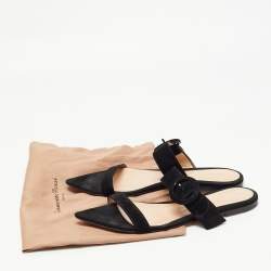 Gianvito Rossi Black Suede Flat Slides Size 37.5