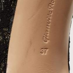 Pre Owned Gianvito Rossi Black Lace and Suede Pumps Size 37