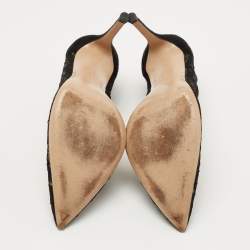 Pre Owned Gianvito Rossi Black Lace and Suede Pumps Size 37