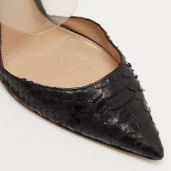 Pre Owned Gianvito Rossi Black Python and PVC Virtua Mules Size 38