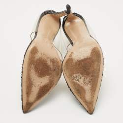 Pre Owned Gianvito Rossi Black Python and PVC Virtua Mules Size 38