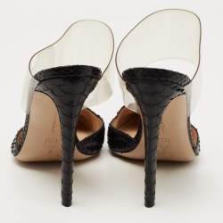 Pre Owned Gianvito Rossi Black Python and PVC Virtua Mules Size 38