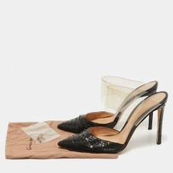 Pre Owned Gianvito Rossi Black Python and PVC Virtua Mules Size 38