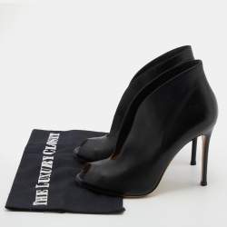 Pre Owned Gianvito Rossi Black Leather Peep Toe Vamp Ankle Booties Size 37