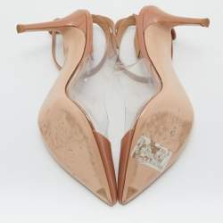 Pre Owned Gianvito Rossi Beige Patent Leather and PVC Ankle Strap Pumps Size 37
