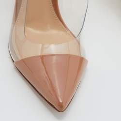 Pre Owned Gianvito Rossi Beige Patent Leather and PVC Ankle Strap Pumps Size 37