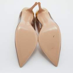 Pre Owned Gianvito Rossi Brown/Gold PVC and Leather Kyle Pointed Toe Slingback Pumps Size 39