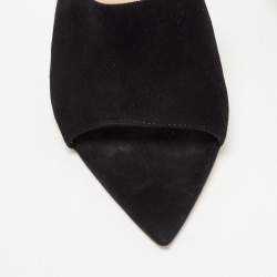 Pre Owned Gianvito Rossi Black Suede Open Toe Mules Size 37