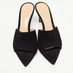 Pre Owned Gianvito Rossi Black Suede Open Toe Mules Size 37