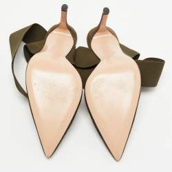 Pre Owned Gianvito Rossi Dark Green Suede  Pointed Ankle Wrap Sandals Size 38