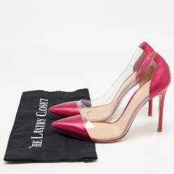 Pre Owned Gianvito Rossi Metallic Pink Leather and PVC Plexi Pumps Size 38