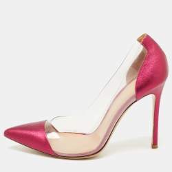 Pre Owned Gianvito Rossi Metallic Pink Leather and PVC Plexi Pumps Size 38