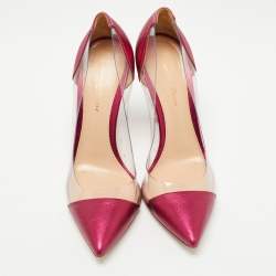 Pre Owned Gianvito Rossi Metallic Pink Leather and PVC Plexi Pumps Size 38
