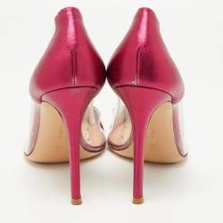 Pre Owned Gianvito Rossi Metallic Pink Leather and PVC Plexi Pumps Size 38