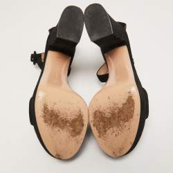 Pre Owned Gianvito Rossi Black Suede Platform Ankle Strap Sandals Size 37