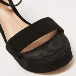 Pre Owned Gianvito Rossi Black Suede Platform Ankle Strap Sandals Size 37
