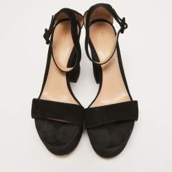 Pre Owned Gianvito Rossi Black Suede Platform Ankle Strap Sandals Size 37