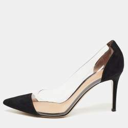 Pre Owned Gianvito Rossi Black Suede and PVC Plexi Pumps Size 41
