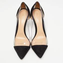 Pre Owned Gianvito Rossi Black Suede and PVC Plexi Pumps Size 41