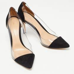 Pre Owned Gianvito Rossi Black Suede and PVC Plexi Pumps Size 41