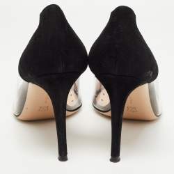 Pre Owned Gianvito Rossi Black Suede and PVC Plexi Pumps Size 41