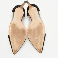 Pre Owned Gianvito Rossi Black Suede and PVC Plexi Pumps Size 41
