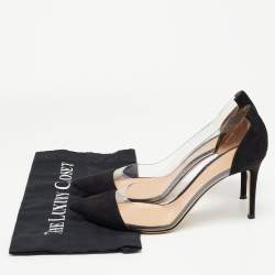 Pre Owned Gianvito Rossi Black Suede and PVC Plexi Pumps Size 41