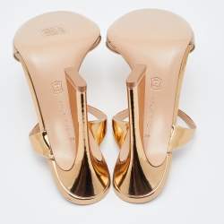 Pre Owned Gianvito Rossi Metallic Patent Leather Aure Slides Sandals Size 38