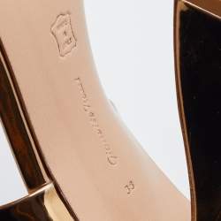 Pre Owned Gianvito Rossi Metallic Patent Leather Aure Slides Sandals Size 38