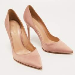 Pre Owned Gianvito Rossi Pink Satin Pointed Toe Pumps Size 38