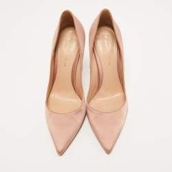 Pre Owned Gianvito Rossi Pink Satin Pointed Toe Pumps Size 38