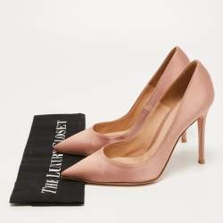 Pre Owned Gianvito Rossi Pink Satin Pointed Toe Pumps Size 38
