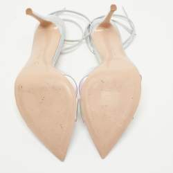 Pre Owned Gianvito Rossi Transparent Iridescent PVC and Leather Plexi Stark Ankle Strap Sandals Size 41.5