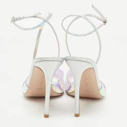 Pre Owned Gianvito Rossi Transparent Iridescent PVC and Leather Plexi Stark Ankle Strap Sandals Size 41.5