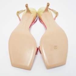 Pre Owned Gianvito Rossi Multicolor Leather Ribbon Slingback Sandals Size 40