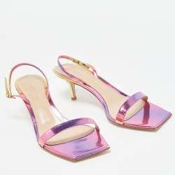 Pre Owned Gianvito Rossi Multicolor Leather Ribbon Slingback Sandals Size 40