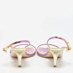 Pre Owned Gianvito Rossi Multicolor Leather Ribbon Slingback Sandals Size 40