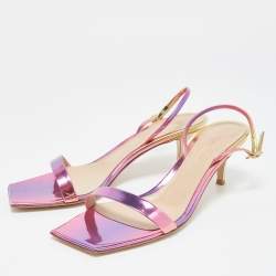 Pre Owned Gianvito Rossi Multicolor Leather Ribbon Slingback Sandals Size 40