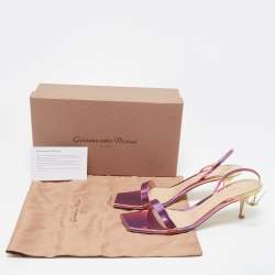 Pre Owned Gianvito Rossi Multicolor Leather Ribbon Slingback Sandals Size 40