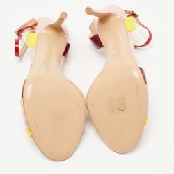 Pre Owned Gianvito Rossi Multicolor Patent Leather Ankle Strap Sandals Size 38.5