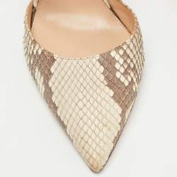 Pre Owned Gianvito Rossi Beige/Brown Python Embossed Leather Ankle Strap Pumps Size 39