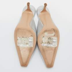 Pre Owned Gianvito Rossi Silver Leather Mules Size 38.5