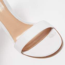 Pre Owned Gianvito Rossi White Leather Portofino Ankle Strap Sandals Size 37.5