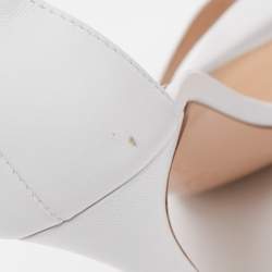 Pre Owned Gianvito Rossi White Leather Portofino Ankle Strap Sandals Size 37.5