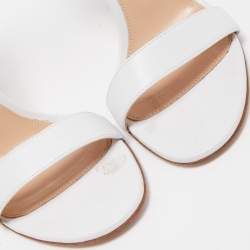 Pre Owned Gianvito Rossi White Leather Portofino Ankle Strap Sandals Size 37.5