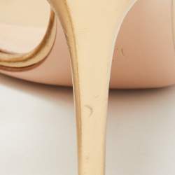 Pre Owned Gianvito Rossi Gold Leather Portofino Ankle Strap Sandals Size 39.5